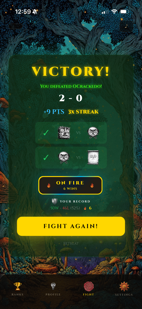 Victory Screen with Win Streak